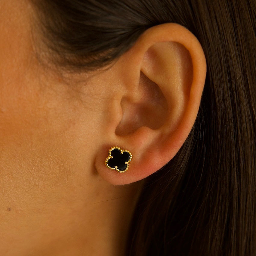 Mini Glücksbringer Ohrringe - schwarz