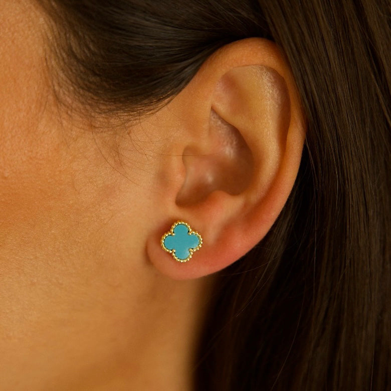Mini Glücksbringer Ohrringe - türkis
