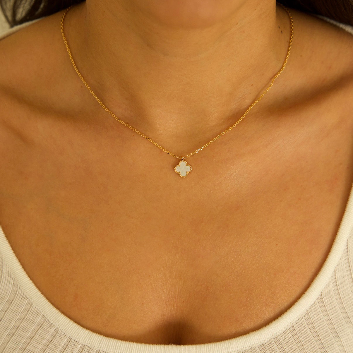 Mini Glücksbringer Halskette - weiß