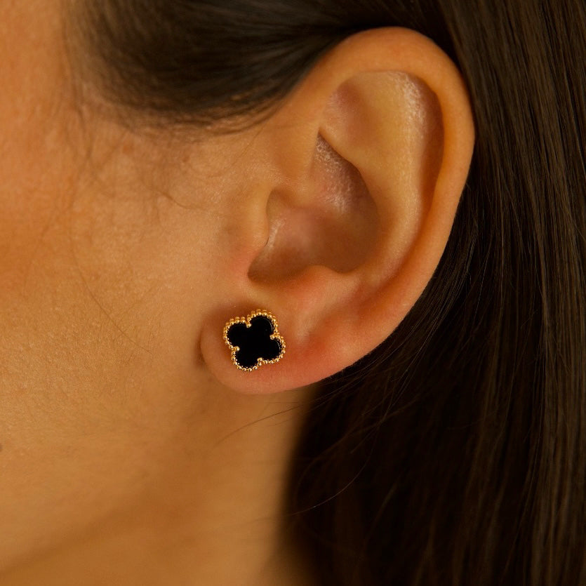 Mini Glücksbringer Ohrringe - schwarz